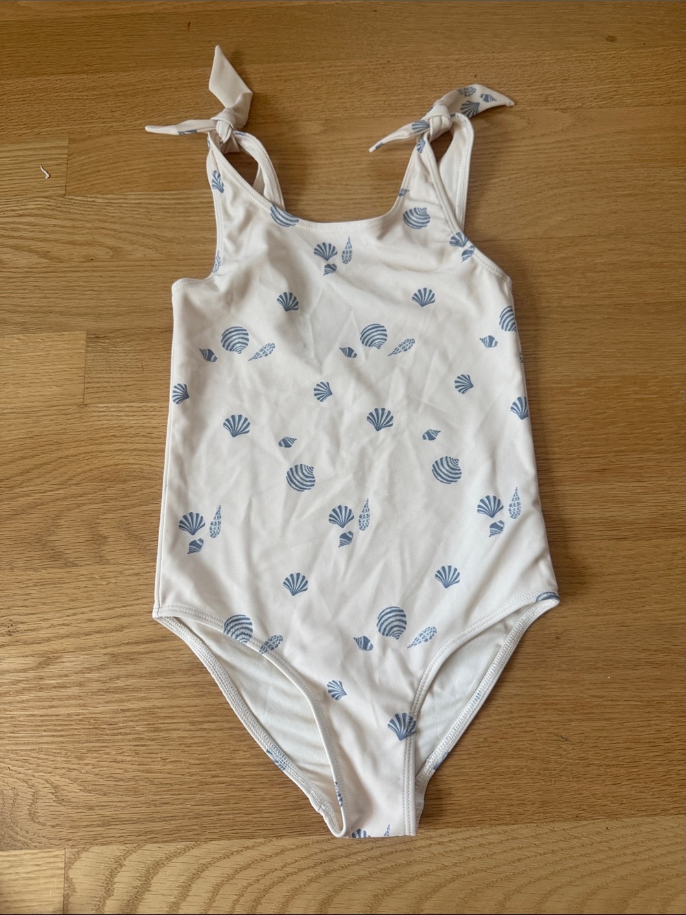 Rylee + Cru White One-Piece Swimsuit with Blue Shell Print